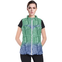 Knitted Wool Square Blue Green Women s Puffer Vest