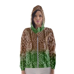 Knitted Wool Square Beige Green Hooded Wind Breaker (women)