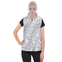 Silver Grid Pattern Women s Button Up Puffer Vest by dflcprints