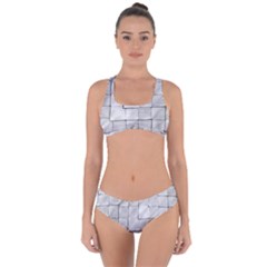 Silver Grid Pattern Criss Cross Bikini Set by dflcprints