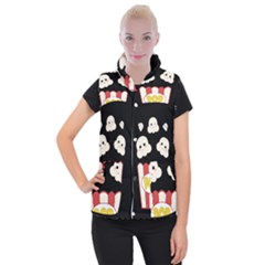 Cute Kawaii Popcorn Women s Button Up Puffer Vest by Valentinaart