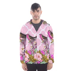 Shabby Chic, Floral,pink,birds,cute,whimsical Hooded Wind Breaker (men) by NouveauDesign