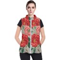 Flower Floral Background Red Rose Women s Puffer Vest View1