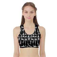Yoga Pattern Sports Bra With Border by Valentinaart