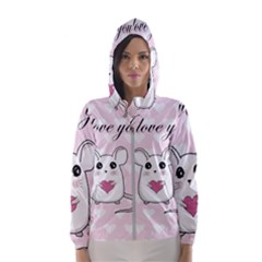 Cute Mouse - Valentines Day Hooded Wind Breaker (women) by Valentinaart