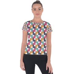 Background Abstract Geometric Short Sleeve Sports Top  by Nexatart