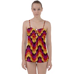 Geometric Pattern Triangle Babydoll Tankini Set by Nexatart