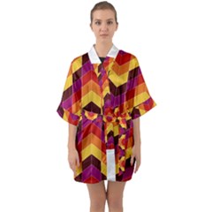 Geometric Pattern Triangle Quarter Sleeve Kimono Robe by Nexatart