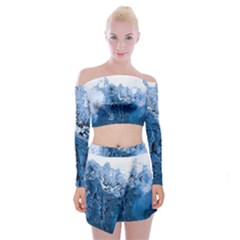Water Nature Background Abstract Off Shoulder Top With Mini Skirt Set