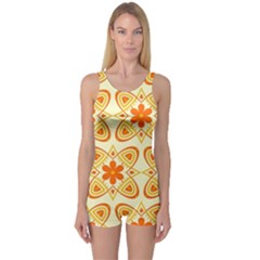 Background Floral Forms Flower One Piece Boyleg Swimsuit by Nexatart