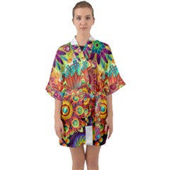 Colorful Abstract Background Colorful Quarter Sleeve Kimono Robe by Nexatart