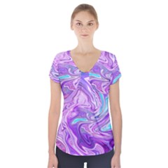 Abstract Art Texture Form Pattern Short Sleeve Front Detail Top by Nexatart