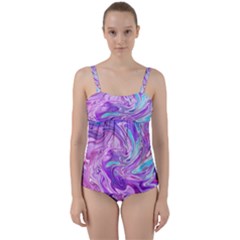 Abstract Art Texture Form Pattern Twist Front Tankini Set by Nexatart