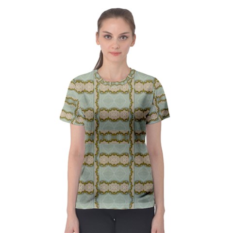 Celtic Wood Knots In Decorative Gold Women s Sport Mesh Tee by pepitasart