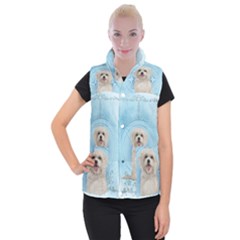 Cute Little Havanese Puppy Women s Button Up Puffer Vest by FantasyWorld7