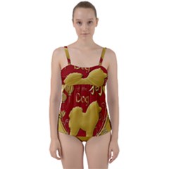 Year Of The Dog - Chinese New Year Twist Front Tankini Set by Valentinaart