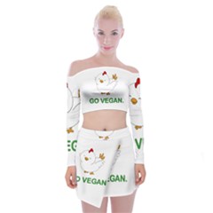 Go Vegan - Cute Chick  Off Shoulder Top With Mini Skirt Set by Valentinaart