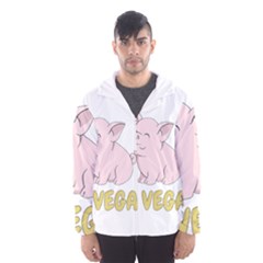 Go Vegan - Cute Pig Hooded Wind Breaker (men) by Valentinaart