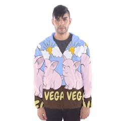 Go Vegan - Cute Pig Hooded Wind Breaker (men) by Valentinaart