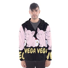 Go Vegan - Cute Pig And Chicken Hooded Wind Breaker (men) by Valentinaart