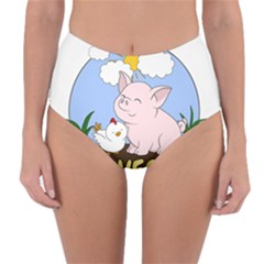 Go Vegan - Cute Pig And Chicken Reversible High-waist Bikini Bottoms by Valentinaart