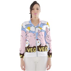 Go Vegan - Cute Pig And Chicken Wind Breaker (women) by Valentinaart