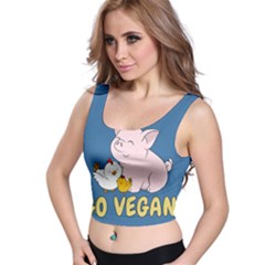 Go Vegan - Cute Pig And Chicken Crop Top by Valentinaart