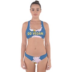 Go Vegan - Cute Pig And Chicken Cross Back Hipster Bikini Set by Valentinaart