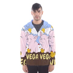 Go Vegan - Cute Pig And Chicken Hooded Wind Breaker (men) by Valentinaart