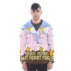 Friends Not Food - Cute Pig And Chicken Hooded Wind Breaker (men) by Valentinaart
