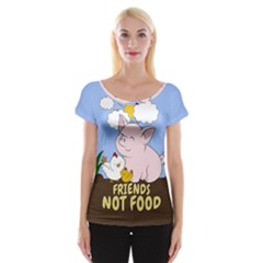 Friends Not Food - Cute Pig And Chicken Cap Sleeve Tops by Valentinaart