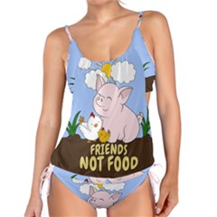 Friends Not Food - Cute Pig And Chicken Tankini Set by Valentinaart