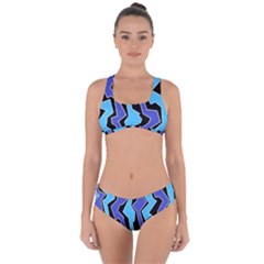 Vertical Blues Polynoise Criss Cross Bikini Set by jumpercat