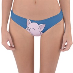 Friends Not Food - Cute Pig And Chicken Reversible Hipster Bikini Bottoms by Valentinaart