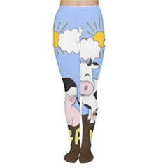 Friends Not Food - Cute Cow, Pig And Chicken Women s Tights by Valentinaart