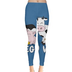 Friends Not Food - Cute Cow, Pig And Chicken Leggings  by Valentinaart