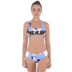 Friends Not Food - Cute Cow Criss Cross Bikini Set by Valentinaart