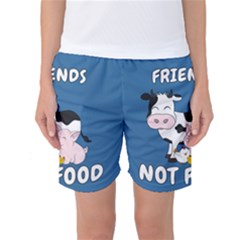 Friends Not Food - Cute Cow, Pig And Chicken Women s Basketball Shorts by Valentinaart