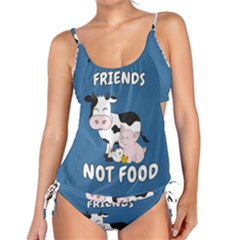 Friends Not Food - Cute Cow, Pig And Chicken Tankini Set by Valentinaart