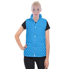 Blue Polka Dots Women s Button Up Puffer Vest by jumpercat