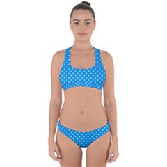 Blue Polka Dots Cross Back Hipster Bikini Set by jumpercat