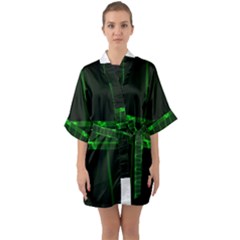 Background Signal Light Glow Green Quarter Sleeve Kimono Robe by Nexatart