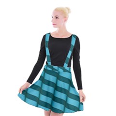 Curtain Stripped Blue Creative Suspender Skater Skirt by Nexatart