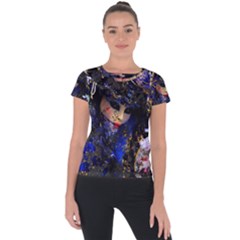 Mask Carnaval Woman Art Abstract Short Sleeve Sports Top 