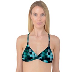 Background Squares Metal Green Reversible Tri Bikini Top by Nexatart