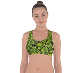 Top View Leaves Cross String Back Sports Bra by dflcprints