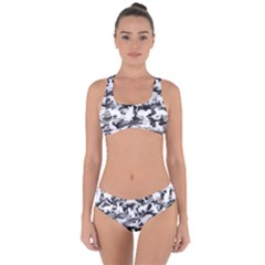 Black And White Catmouflage Camouflage Criss Cross Bikini Set by PodArtist