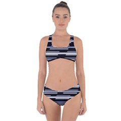 Skewed Stripes Pattern Design Criss Cross Bikini Set by dflcprints