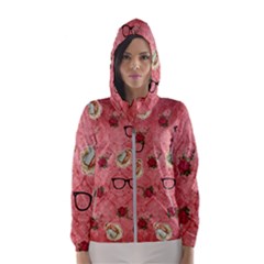 Vintage Glasses Rose Hooded Wind Breaker (women)