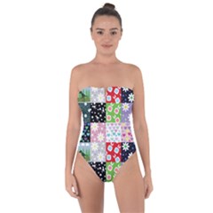 Dino Quilt Tie Back One Piece Swimsuit